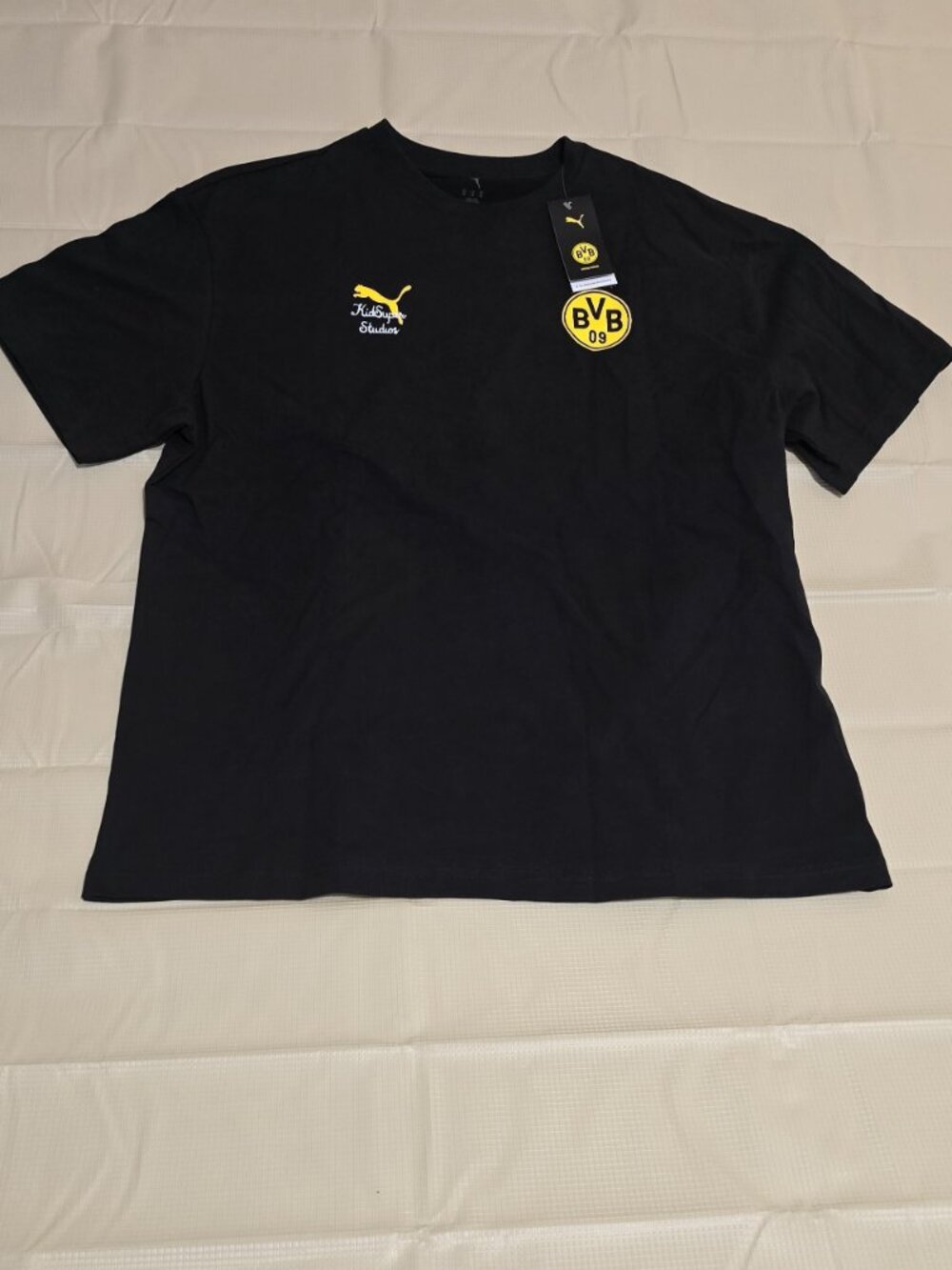 PUMA X Kidsuper Borussia Dortmund Black Graphic Crew Neck T-Shirt Men XL 782727 - Picture 6 of 6